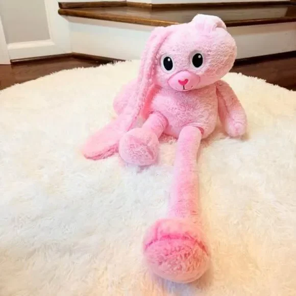 Pink Bunny Plush Adjustable Long Ears Stuffed Animal Easter Gift Cute - Picture 2 of 8